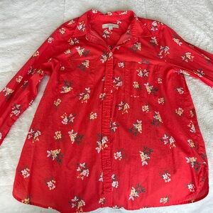 Loft red button up shirt size L